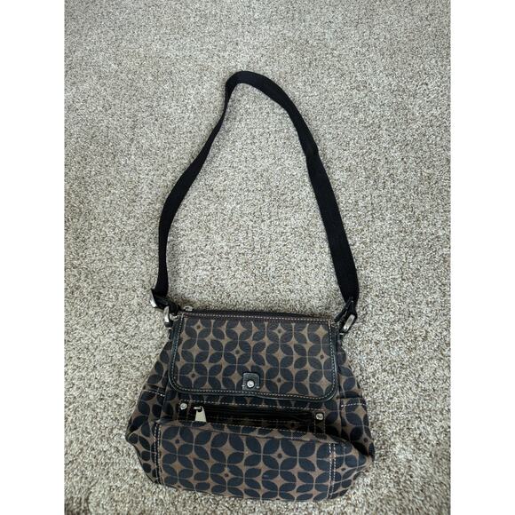 Fossil Marlow Crossbody shoulder bag messenger bag Canvas Leather Black Tan - Picture 2 of 14